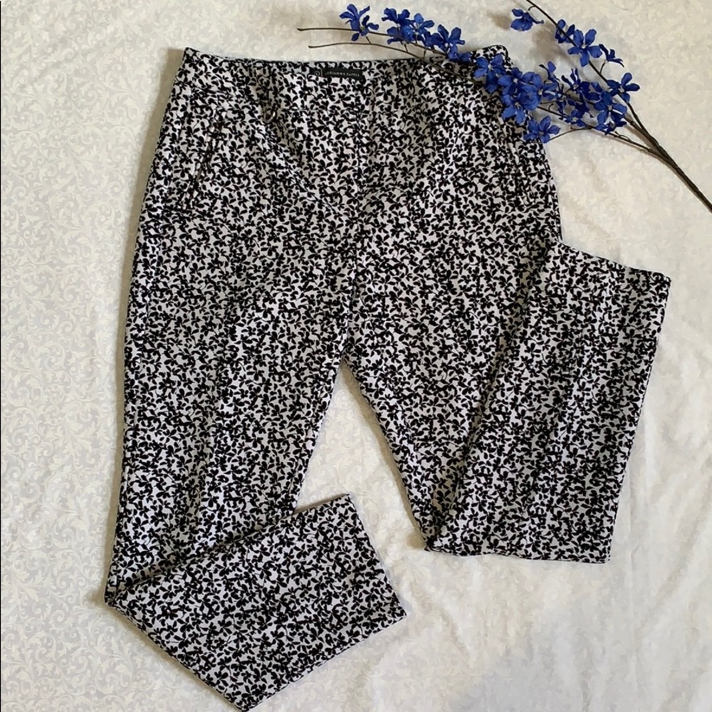 Adrianna Papell Crop Dress Pants with Floral Design